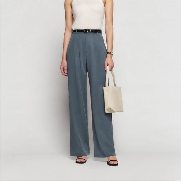 Reformation Pants - Reformation Mason High Rise Relaxed Wide Leg Pants Slate Gray 10